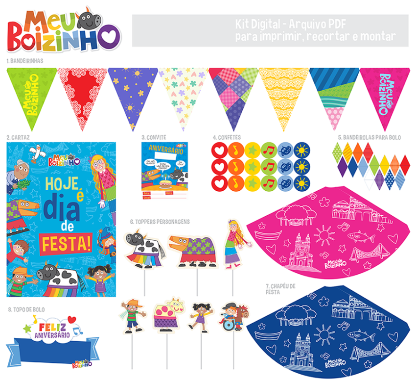 Kawaii 2. Kit digital para festa, pronto para imprimir